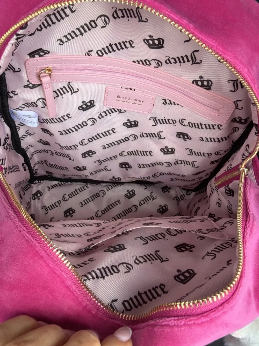 NWT 2026 Juicy Couture Study In Style Velour Backpack Bear Set Pink